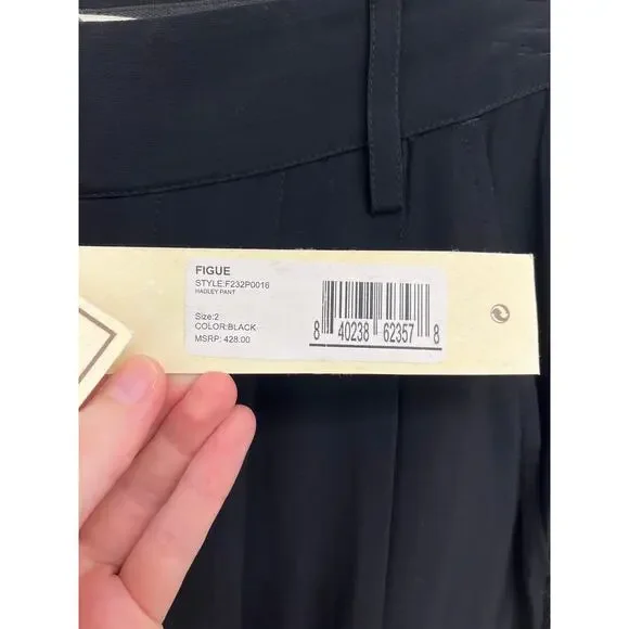 NWT Figue Hadley Embellished Beaded Pleated Drapey Straight Leg Trousers Size 2 - Picture 11 of 15